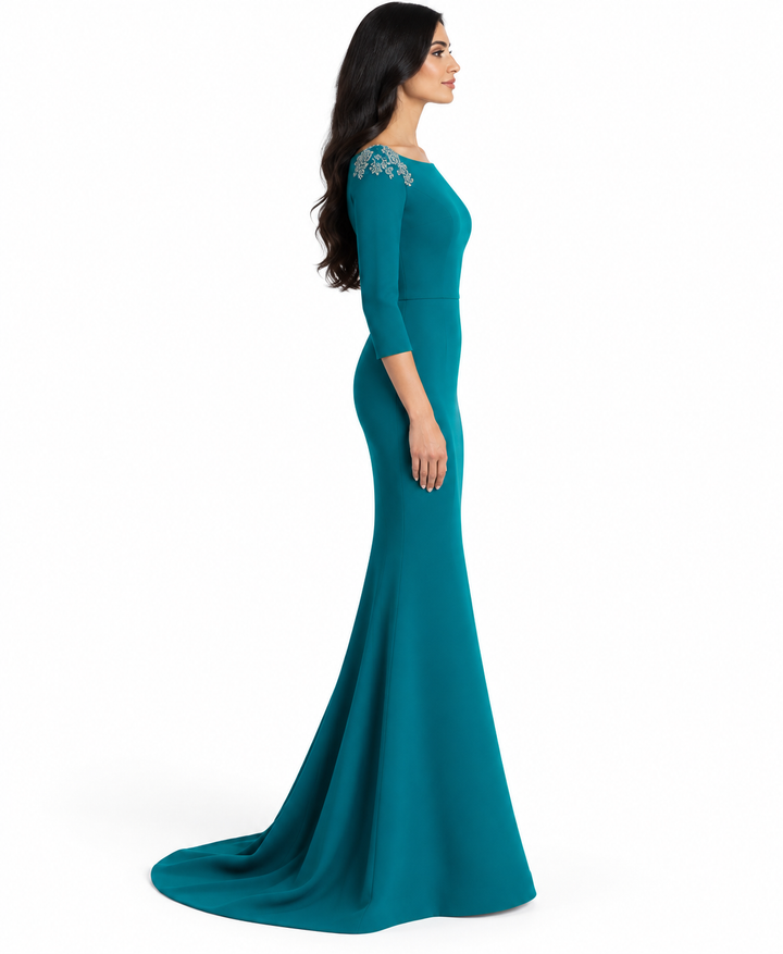 Embellished Mermaid Gown - Teal