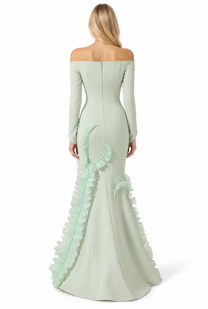 Ruffle Mermaid Gown - Mint