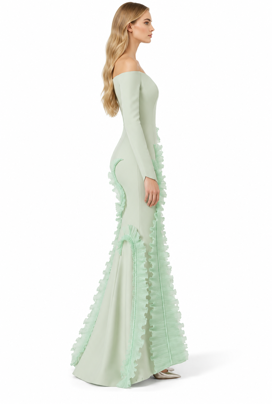 Ruffle Mermaid Gown - Mint