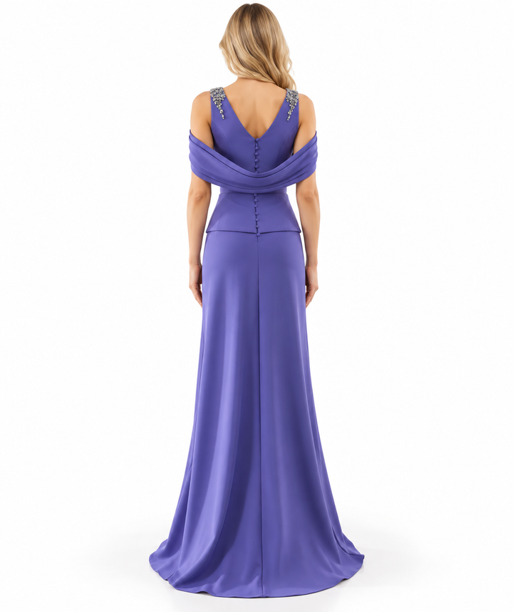 Embellished Peplum Gown - Lavender