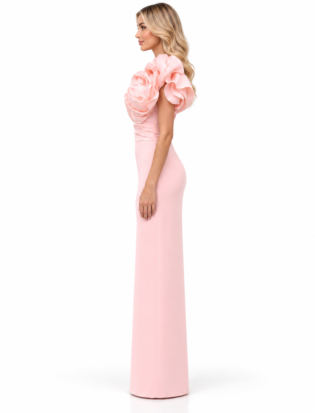 Sculpted Rose Gown - Blush