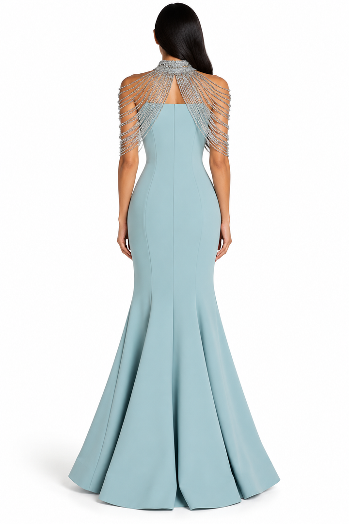 Crystal Drape Gown - Ice