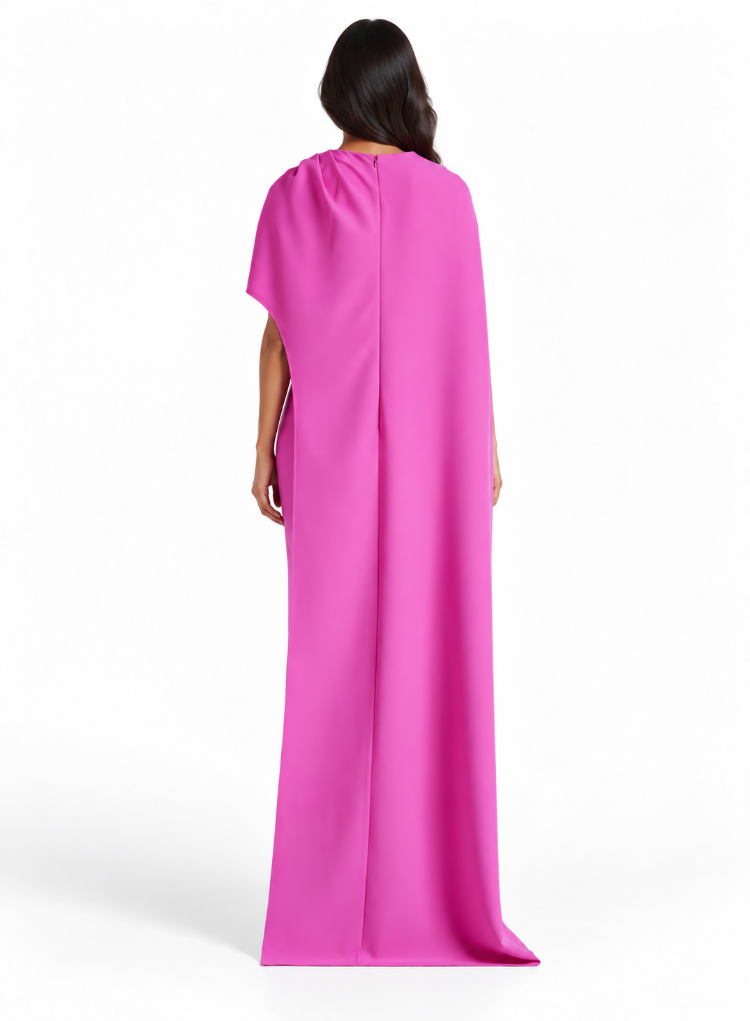 Fuchsia Draped Cape Maxi Dress - Elara