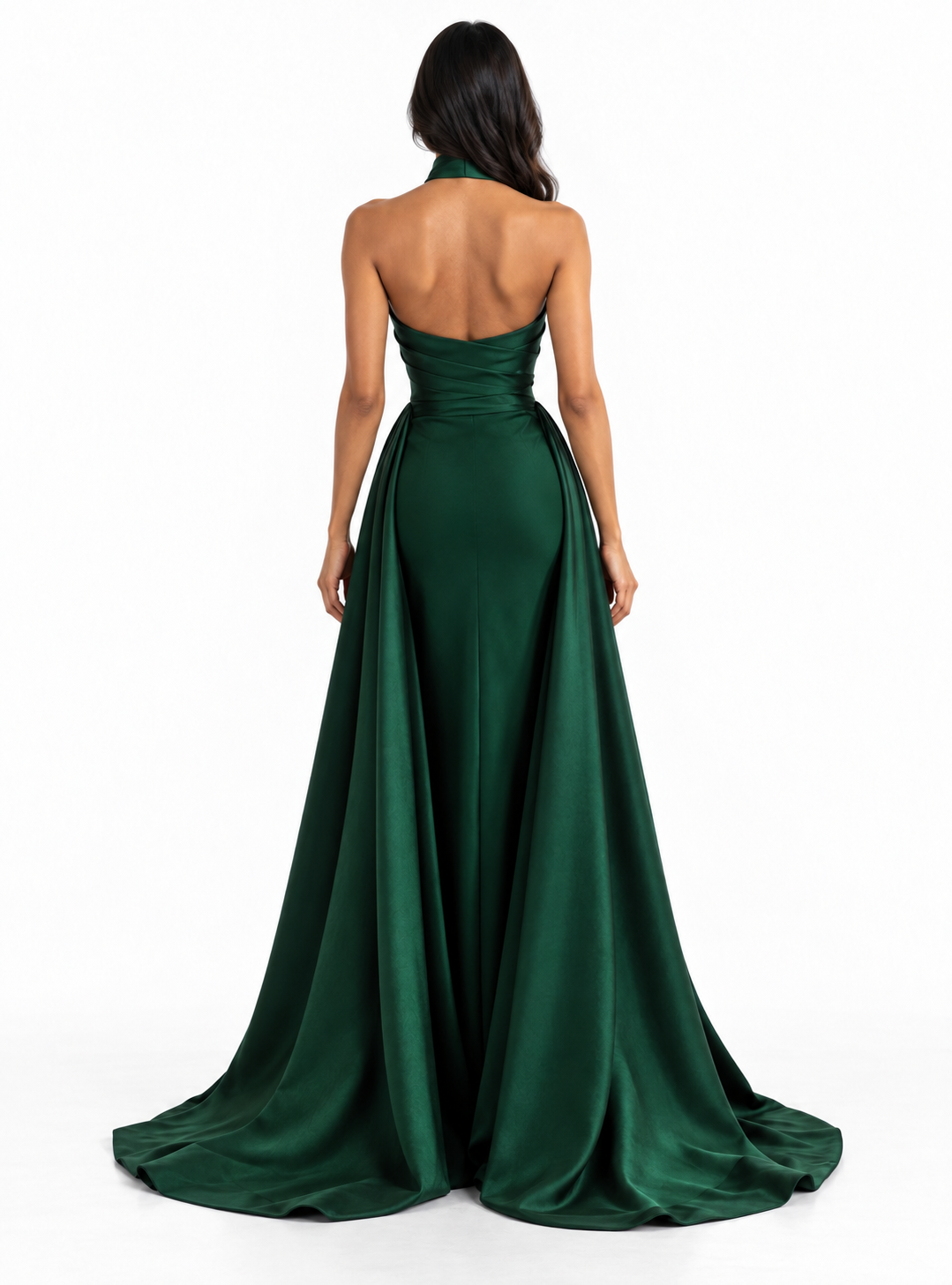 Emerald Satin Halter Maxi Dress - Seraphina