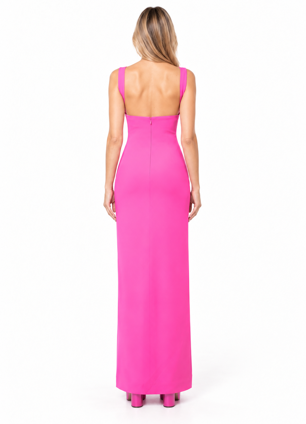 Fuchsia Square Neck Maxi Dress - Amara