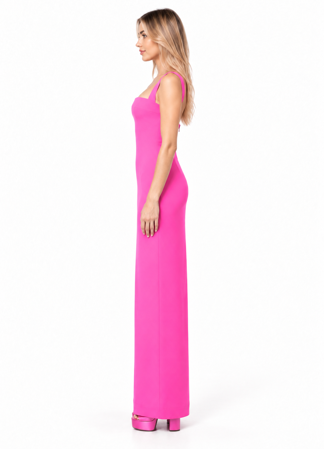 Fuchsia Square Neck Maxi Dress - Amara