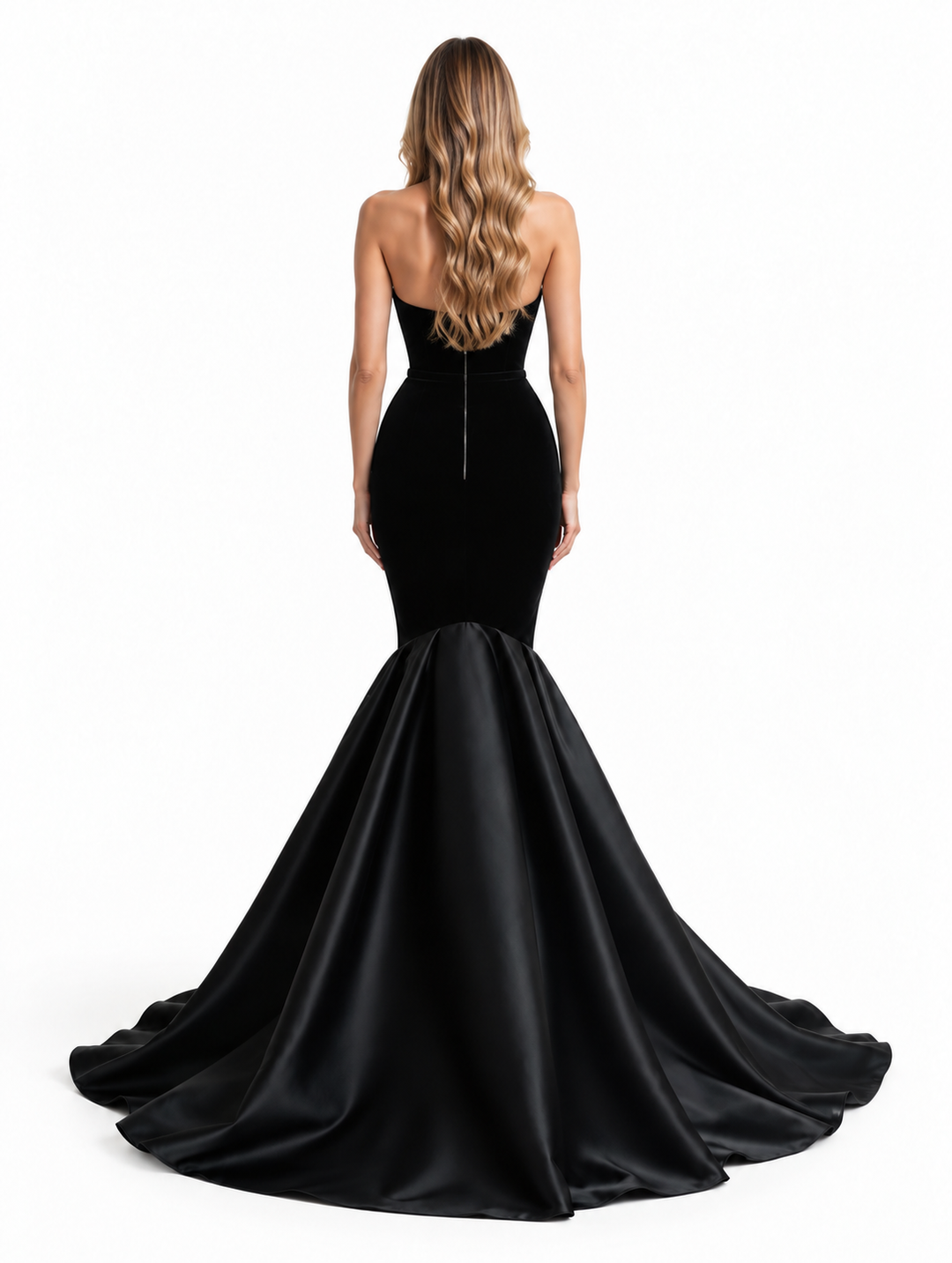 Black Strapless Mermaid Gown - Elowen