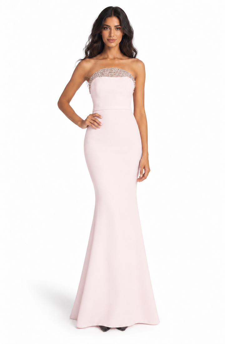 Blush Crystal Strapless Maxi Dress - Rosalie