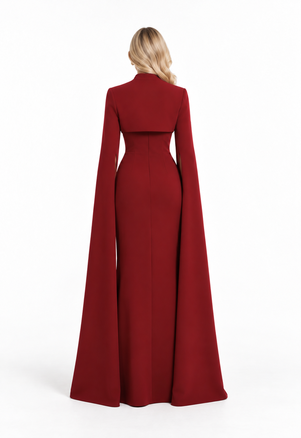 Red Cape Sleeve Maxi Dress - Alessandra