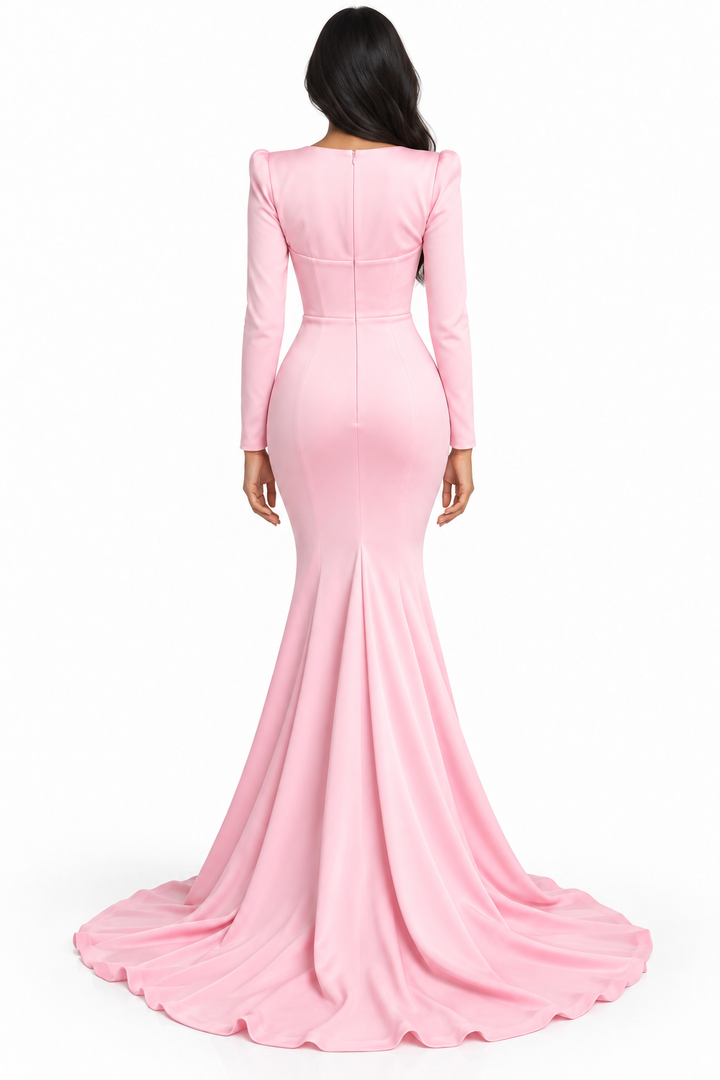 Blush Pink Square-Neck Mermaid Maxi Dress - Rosalie