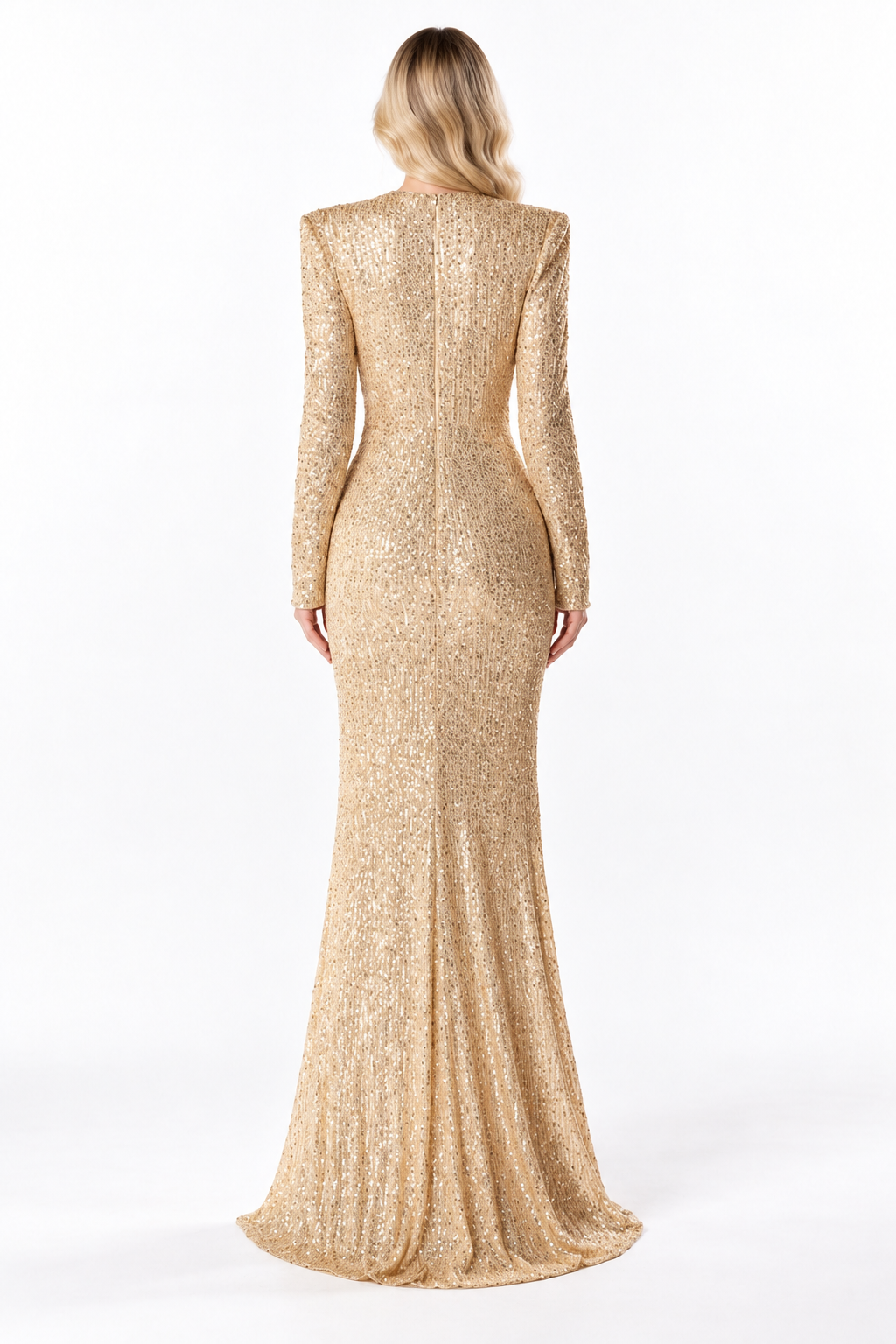 Gold Sequin Draped Maxi Dress - Aurelia