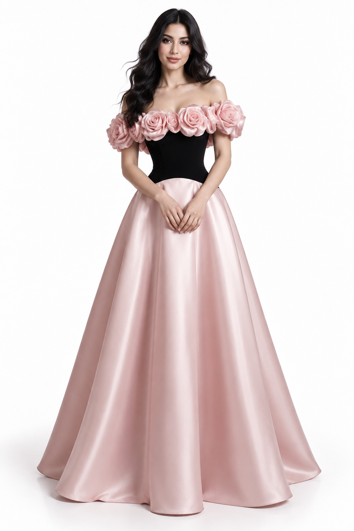 Blush Rose Off-Shoulder Ball Gown - Rosabella