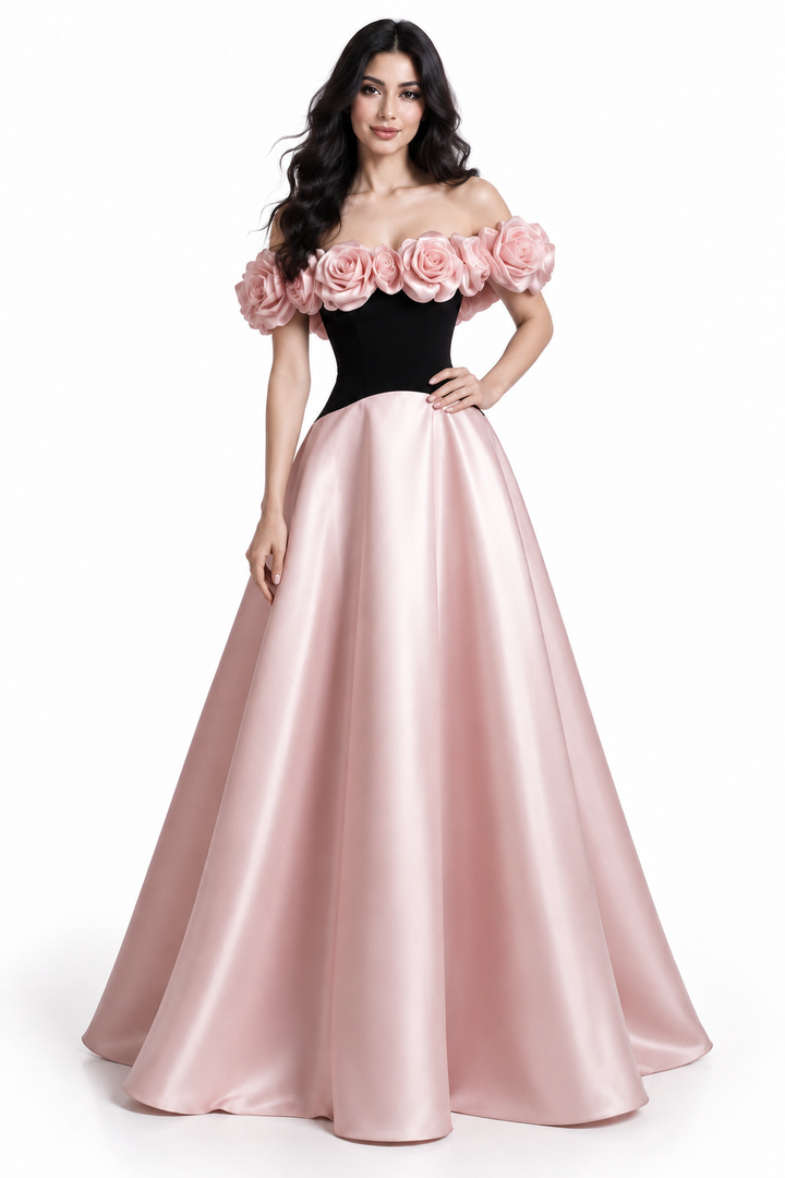 Blush Rose Off-Shoulder Ball Gown - Rosabella