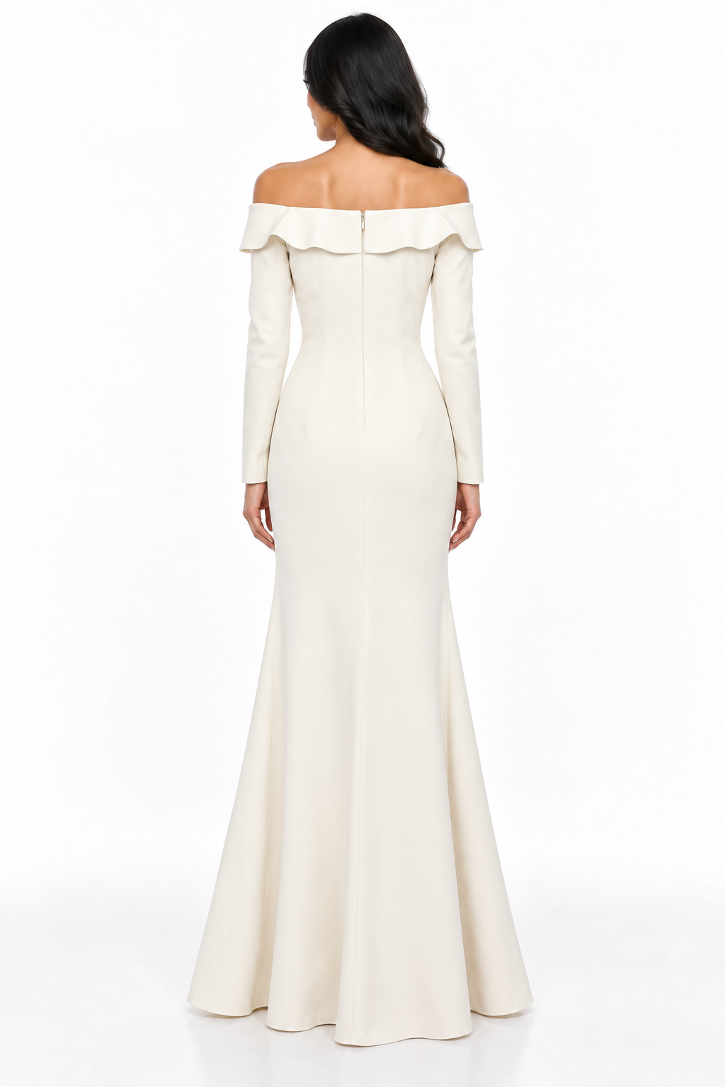 Ivory Off-Shoulder Floral Mermaid Dress - Celestine