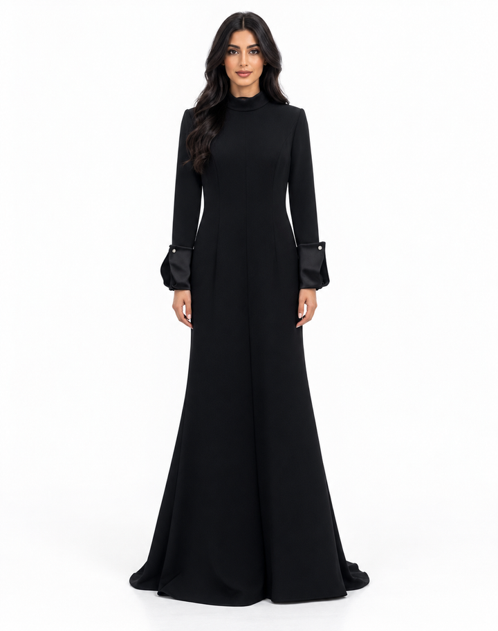 Black High-Neck Mermaid Maxi Dress - Verona