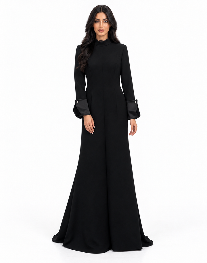 Black High-Neck Mermaid Maxi Dress - Verona