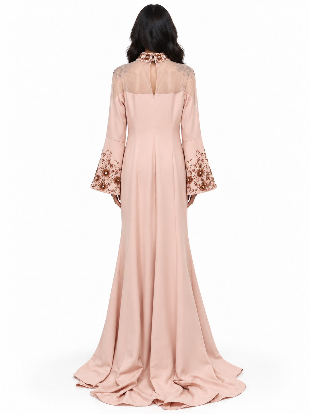 Blush Embellished High-Neck Maxi Dress - Celestine