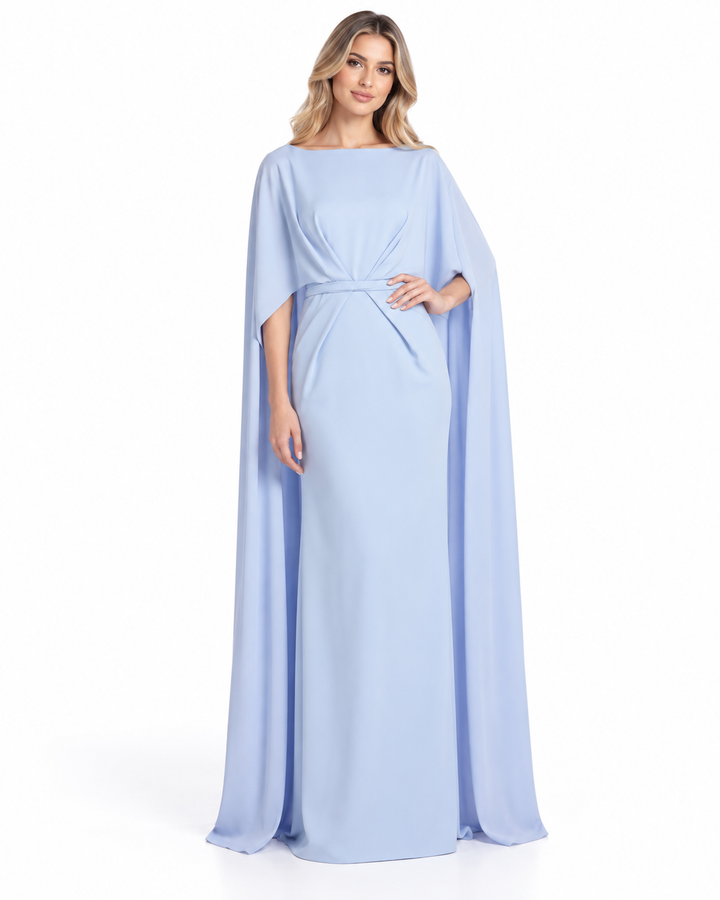 Cape Sleeve Belted Maxi Dress - Elara