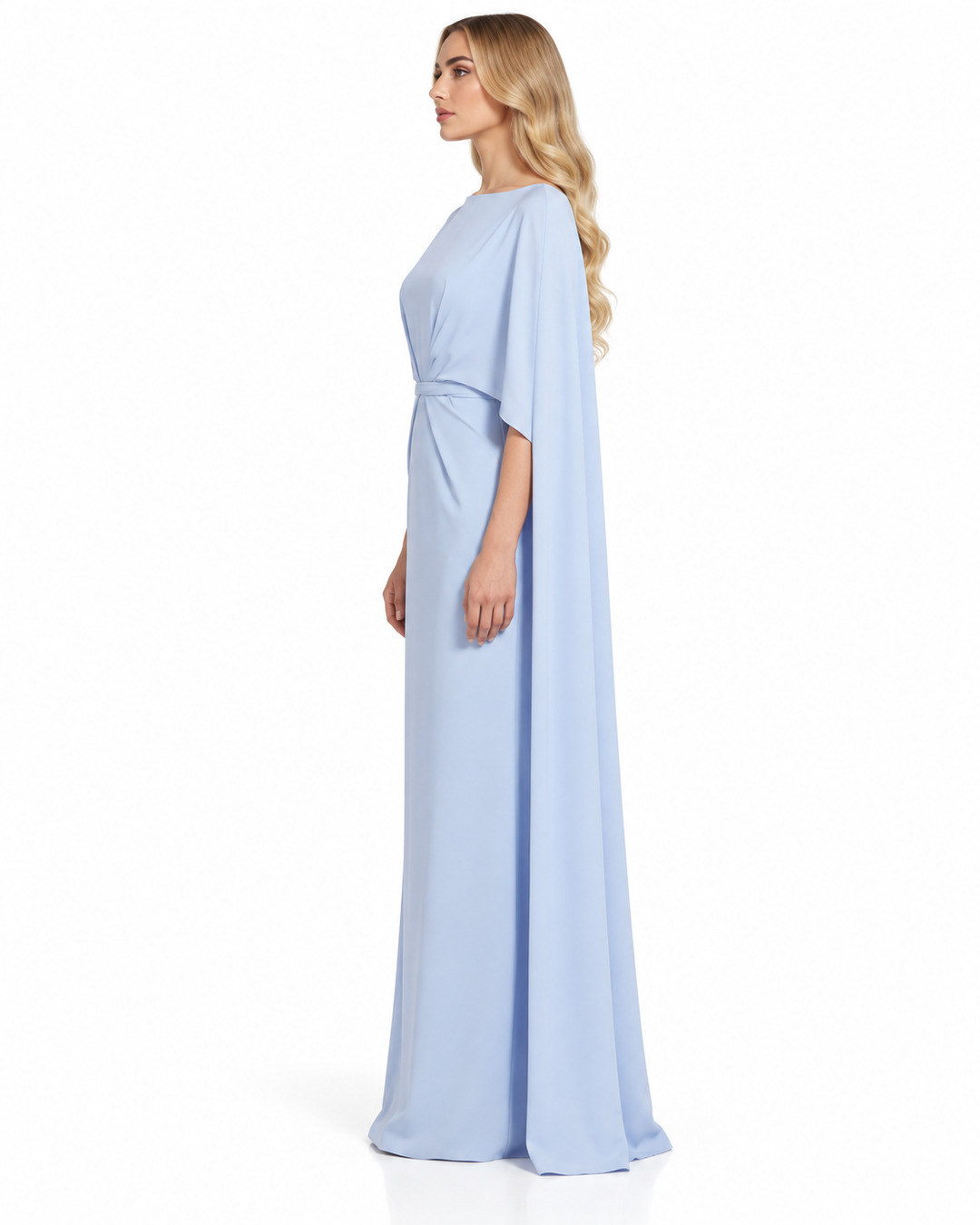 Cape Sleeve Belted Maxi Dress - Elara