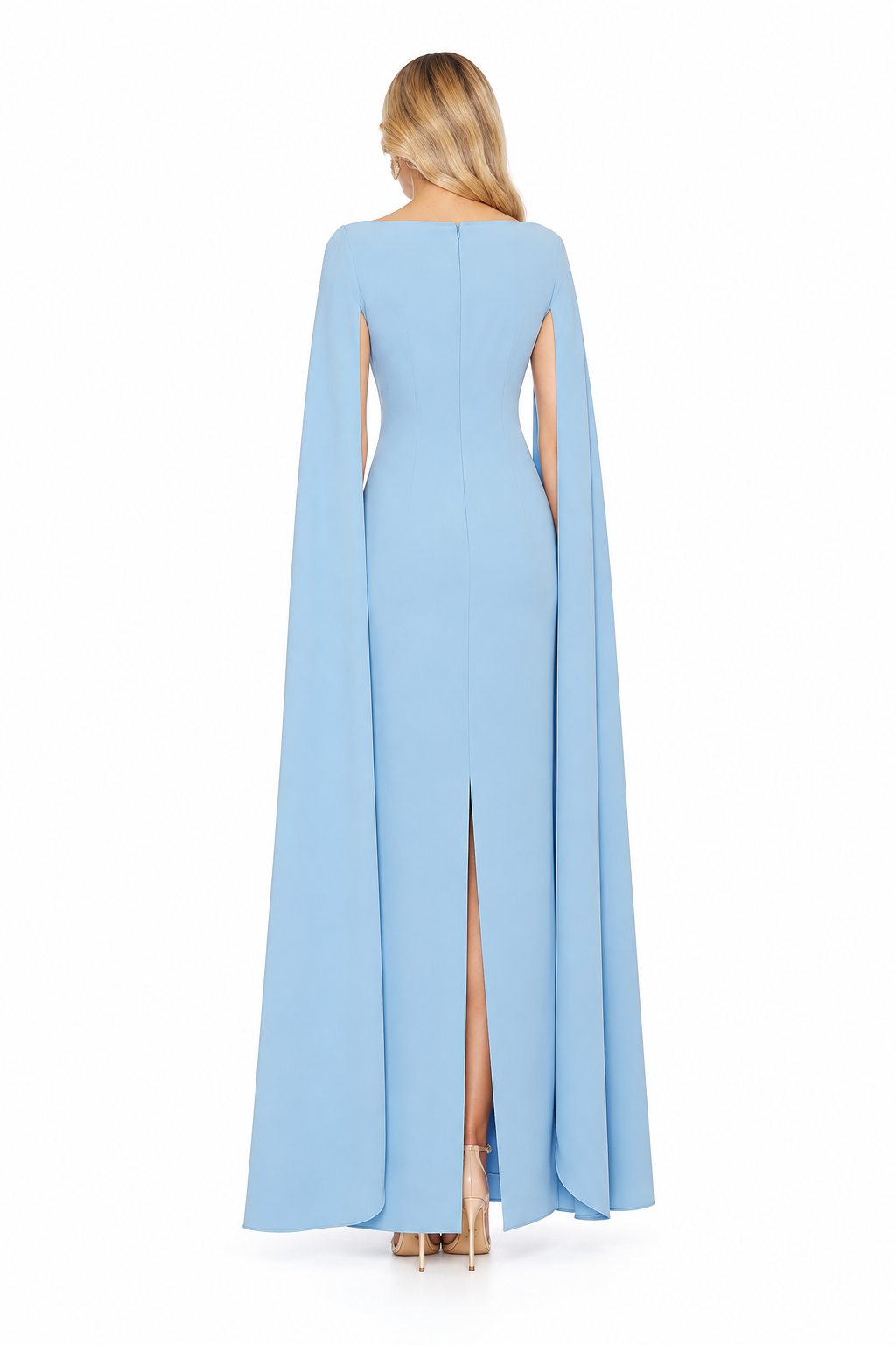 Cape Sleeve Column Maxi Dress - Sky