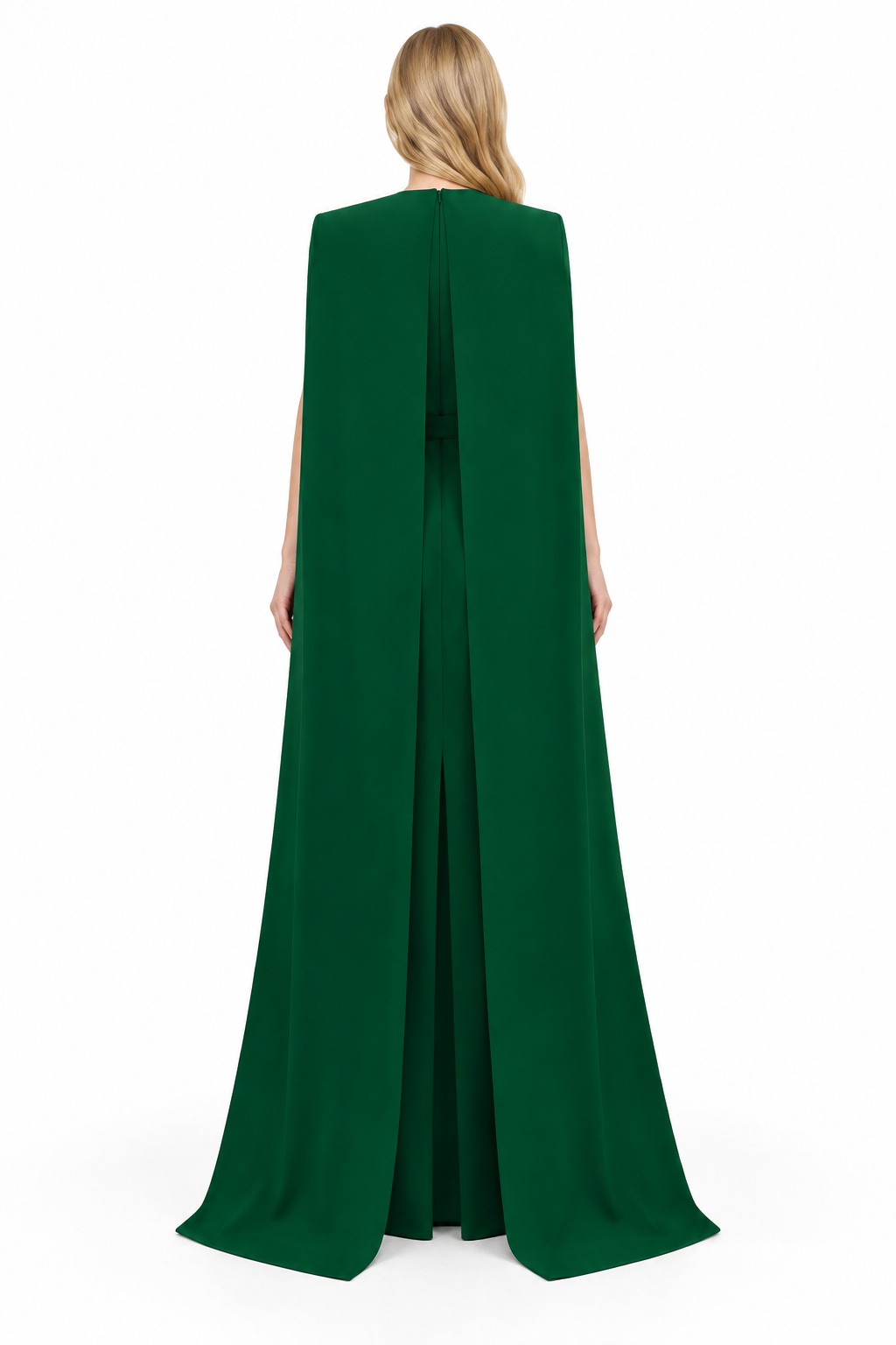 beaded cape gown with plunging neckline – SERAPHINA
