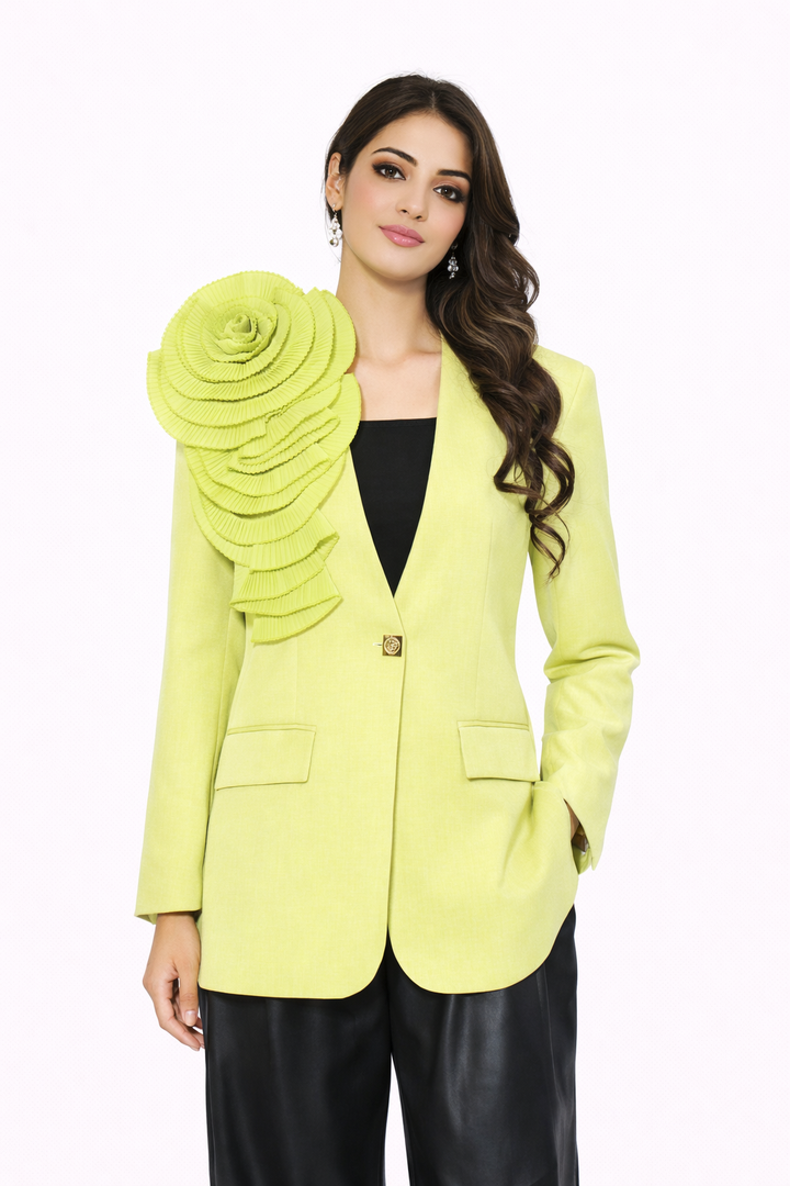 Tailored blazer with oversized floral appliqué – LIMEA