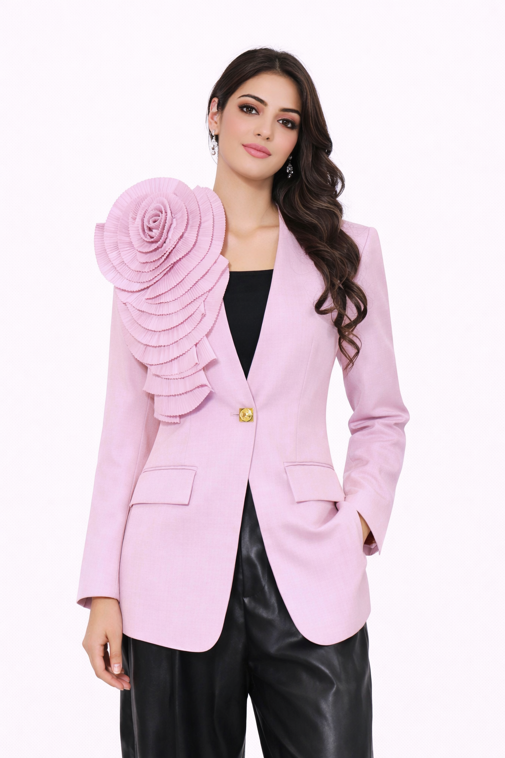 Tailored blazer with oversized floral appliqué – LIMEA