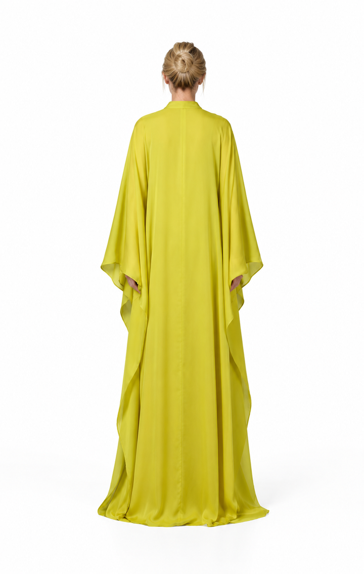Olive Gold Dress with Embroidered Slit - Salma