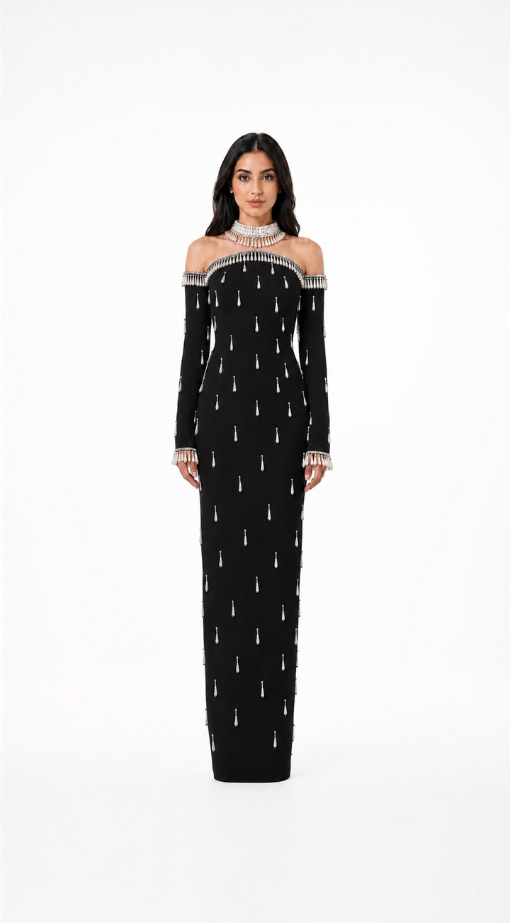 Pearl Off-Shoulder Column Dress - Vera
