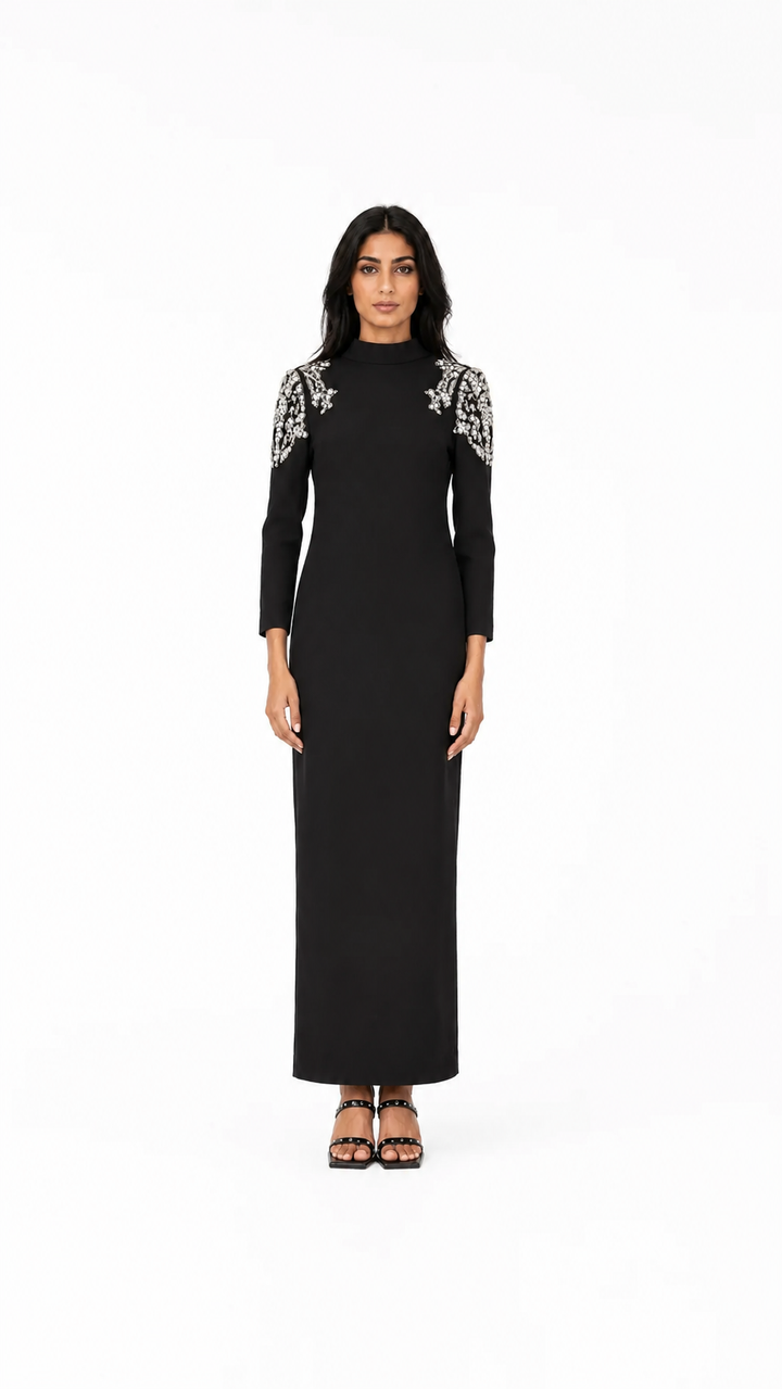 Embellished High-Neck Maxi Dress - Stella