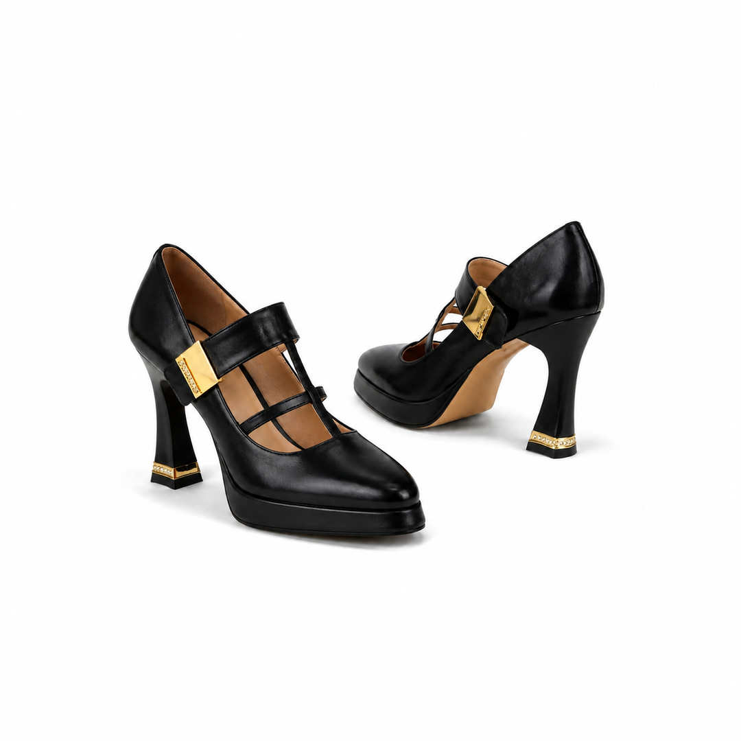 Black Double Strap Platform Heels – MAVÉRA