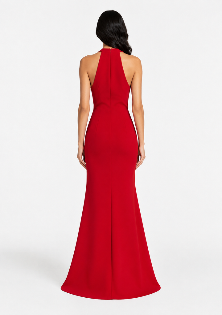 halter wrap gown with bow waist detail – VALENTINA