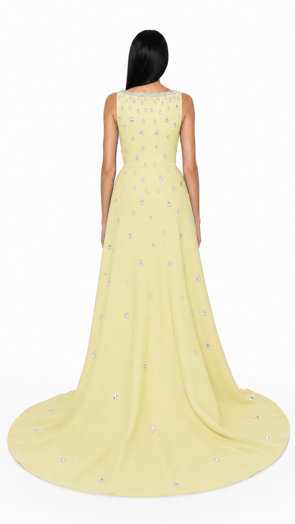 Black Crystal Embellished Square Neck Gown – AURELIA
