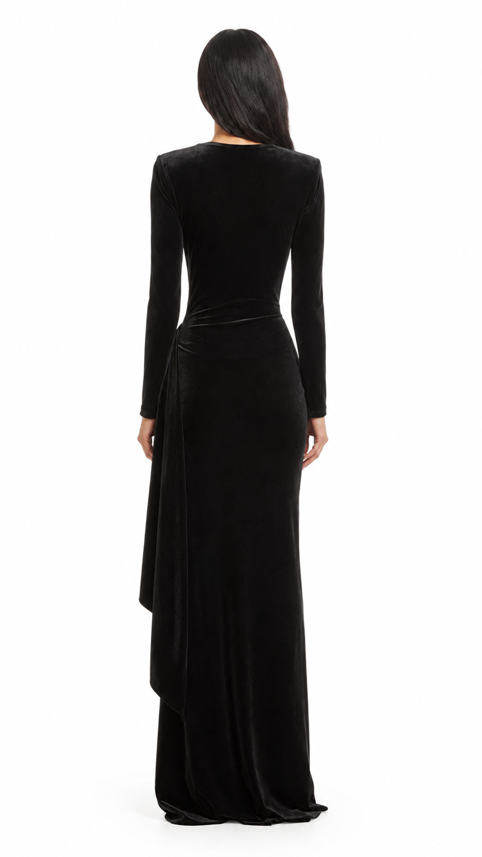 velvet wrap-front gown with side tie – Yolas