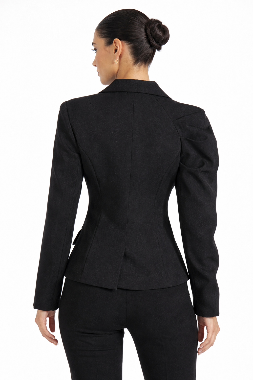 Asymmetric Tailored Blazer with Ruffled Sleeve – NOIR