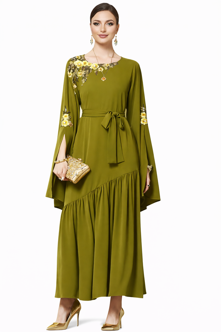 Elegant Long Sleeve Maxi Dress with Refined Fit – ALTHEA