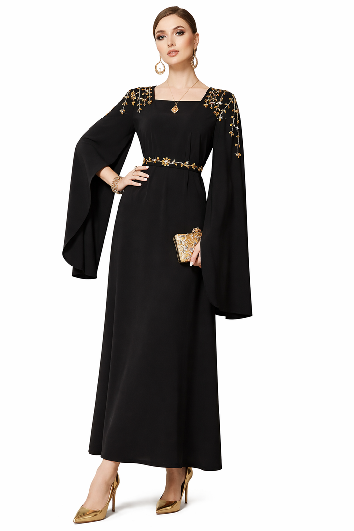 Elegant Long Sleeve Maxi Dress with Wide Hem – ESME