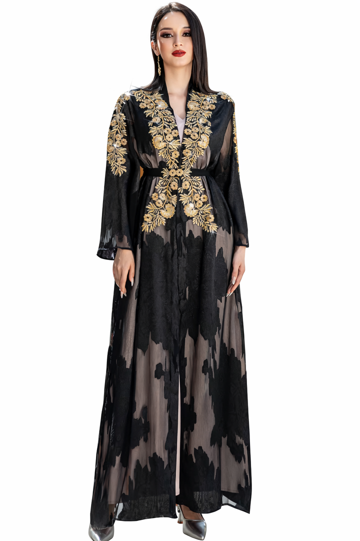 Elegant Long Sleeve Maxi Dress with Structured Fit – ARIELLE