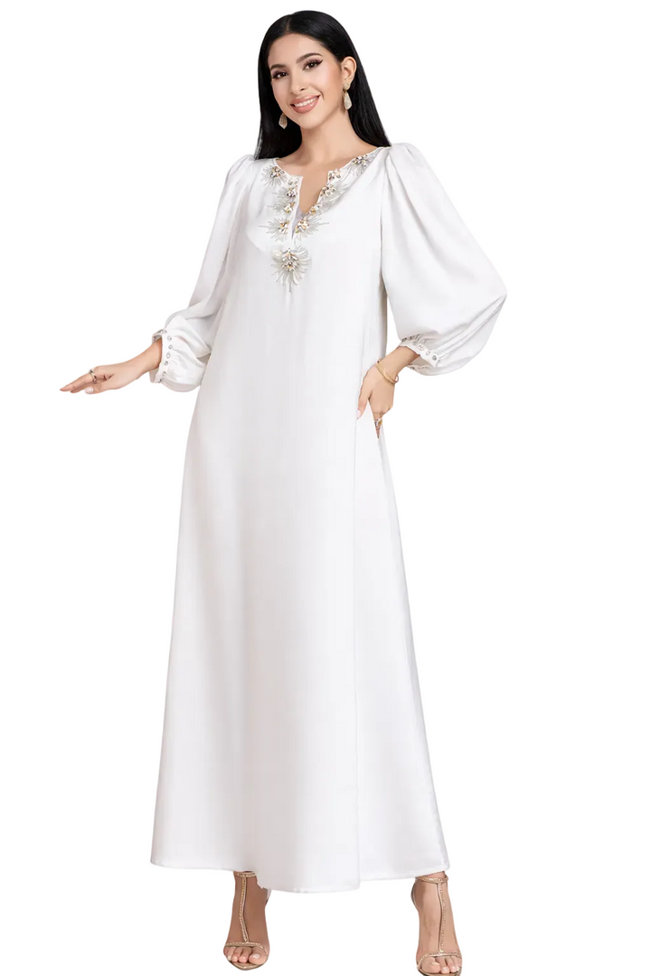 Elegant Long Sleeve Maxi Dress with Waist Fit – ELARA