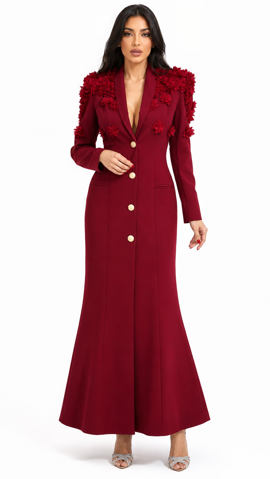 embellished shoulder tailored gown – Joller