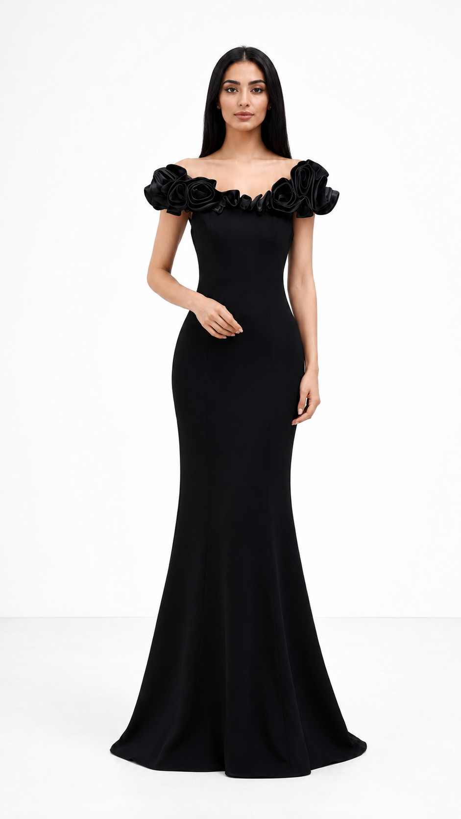 off-shoulder mermaid dress with sculpted floral neckline – Lerga