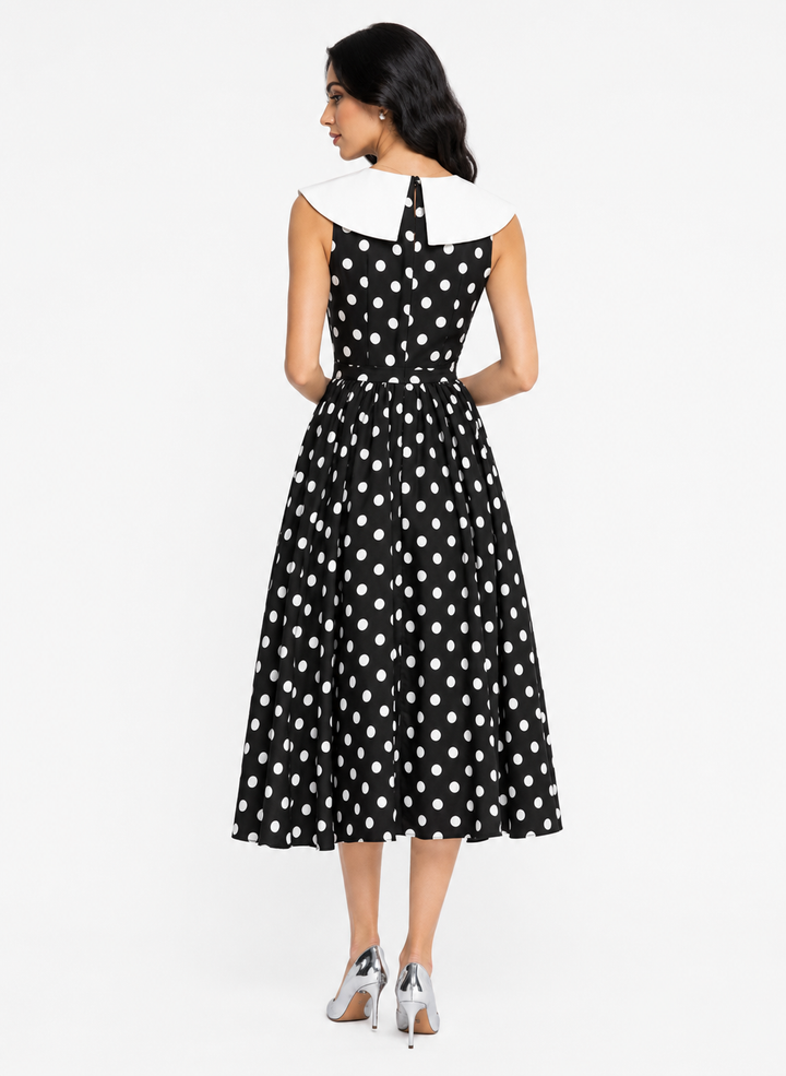 sleeveless polka dot dress with white peter pan collar – LOTTIE