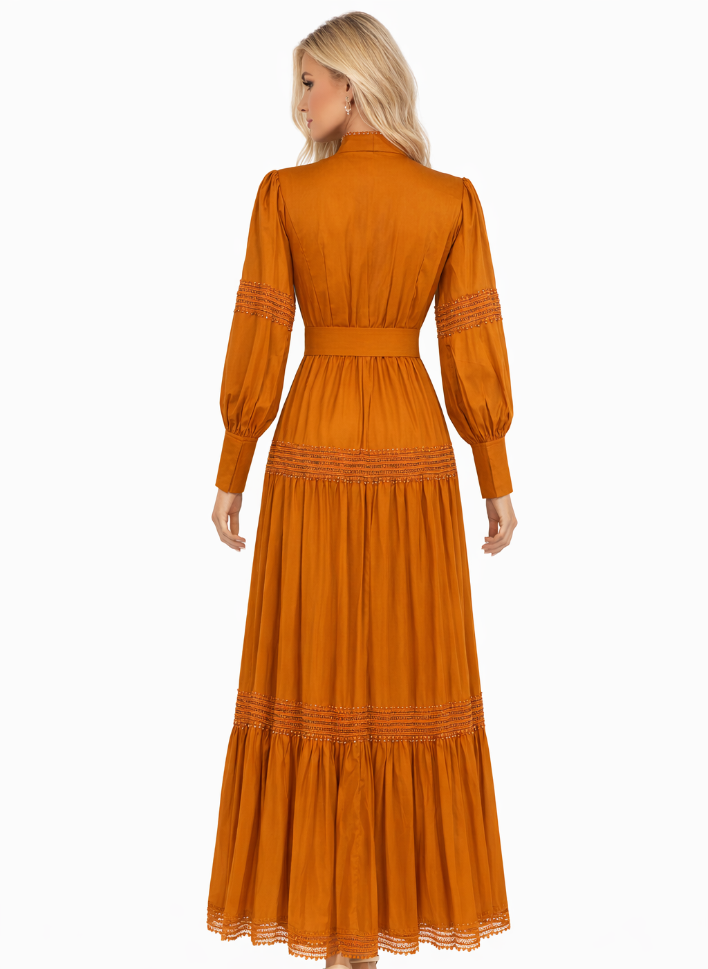 belted button-front puff sleeve maxi dress – SAFFRO