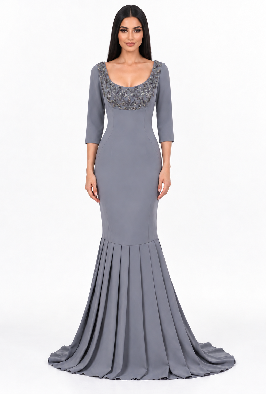 Embellished Neck Mermaid Maxi Dress - Seraphina