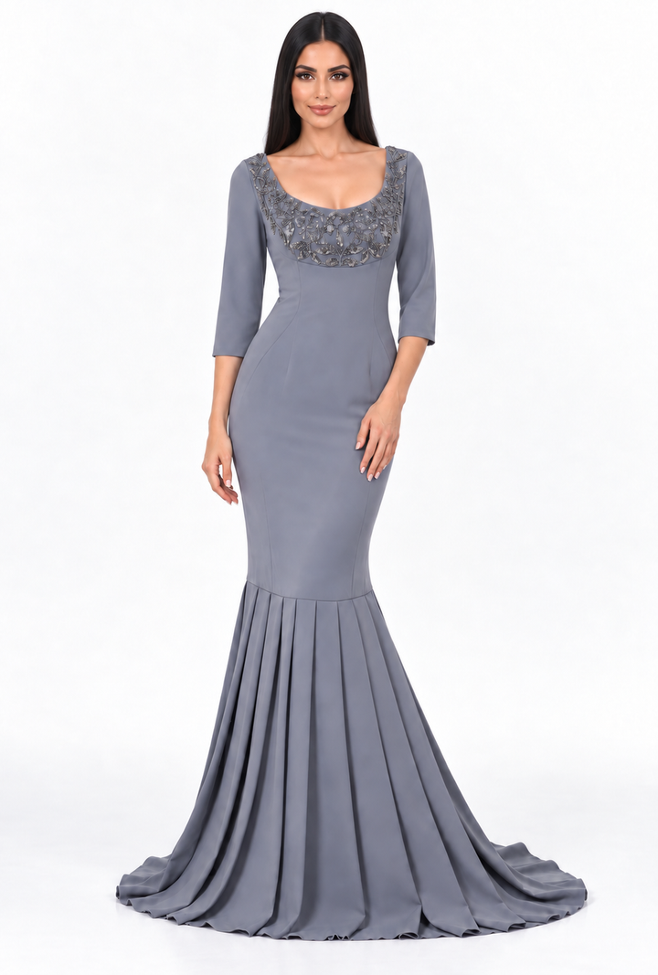 Embellished Neck Mermaid Maxi Dress - Seraphina