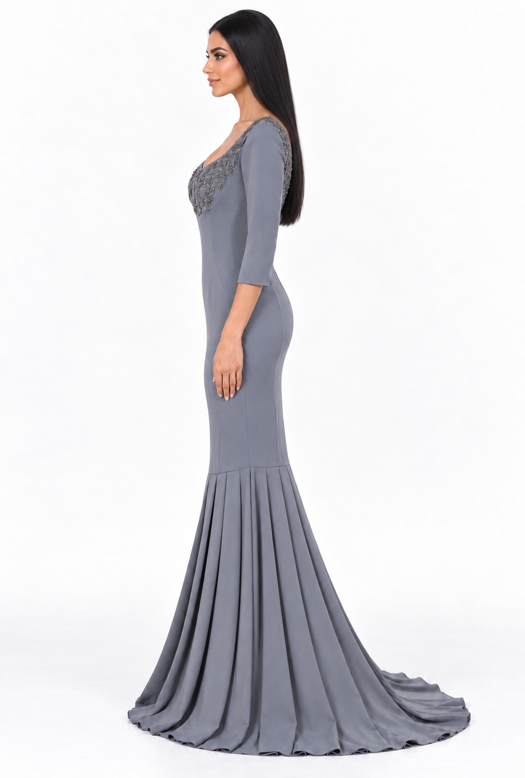 Embellished Neck Mermaid Maxi Dress - Seraphina