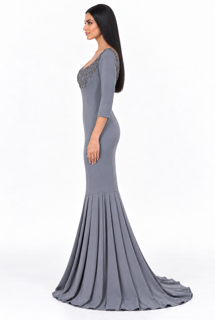 Embellished Neck Mermaid Maxi Dress - Seraphina