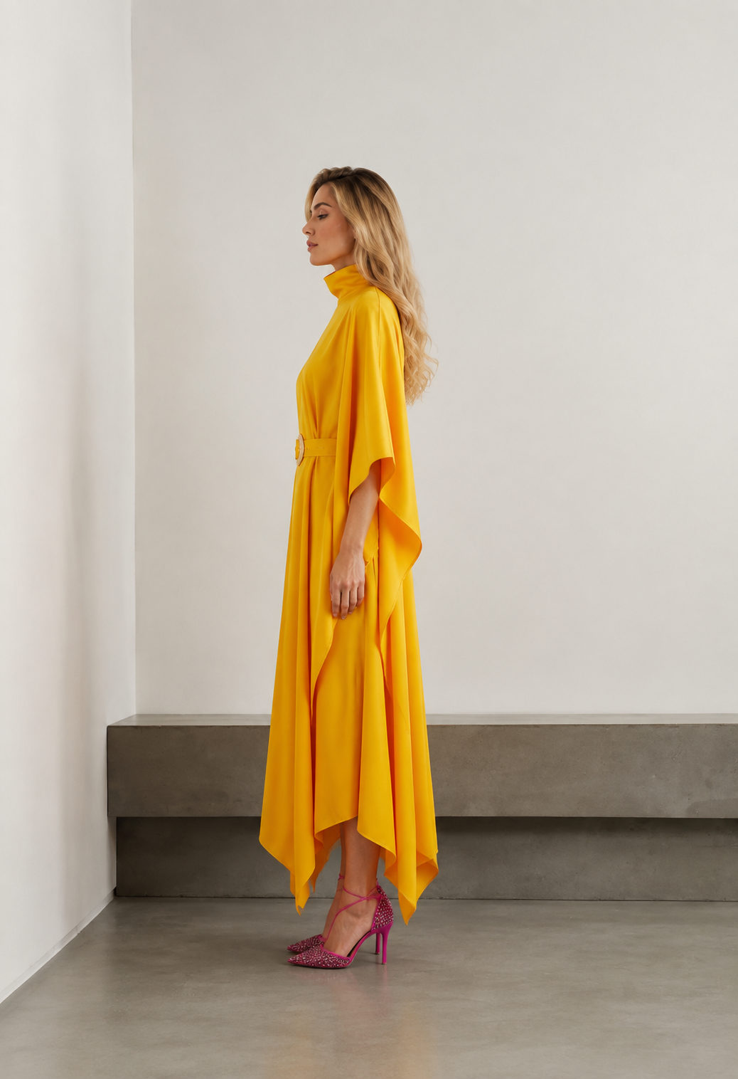 belted kaftan gown with moon buckle – Sushila