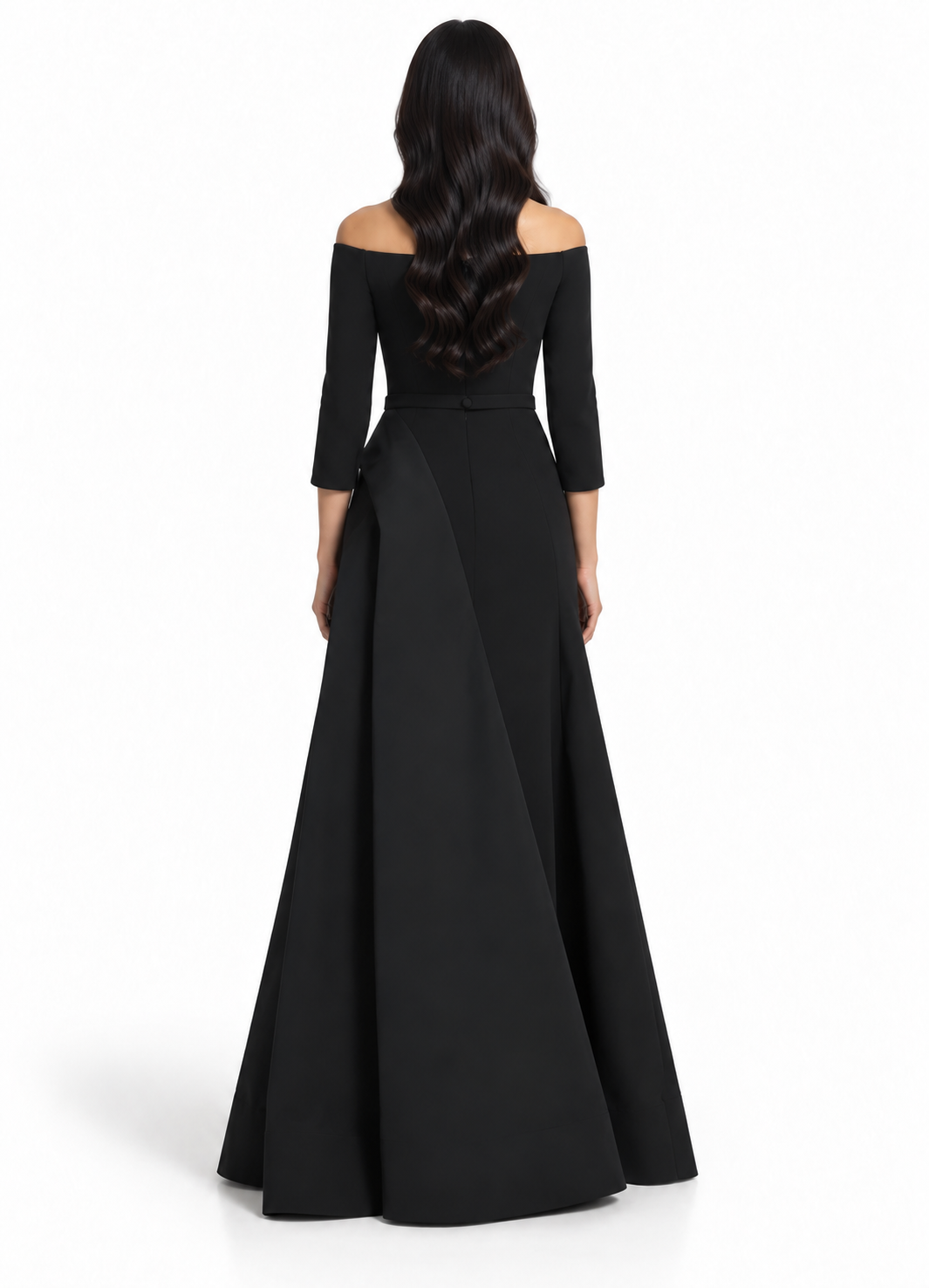 off-shoulder gown with draped slit skirt – NOLEIN