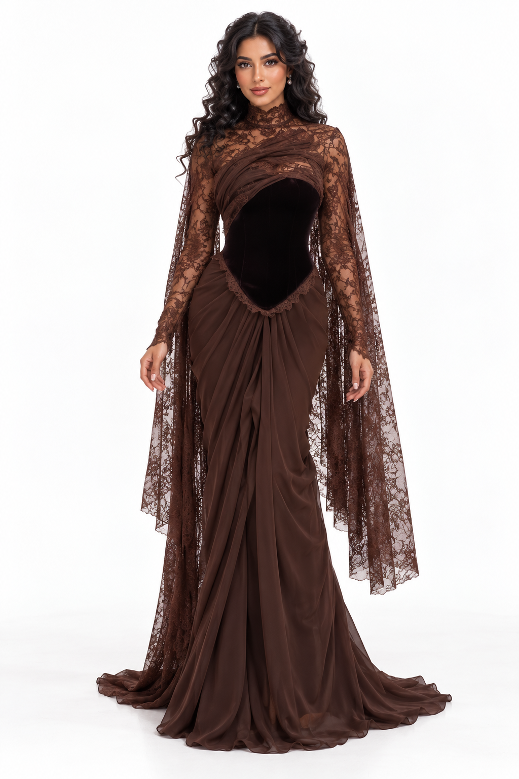 Draped Lace Cape Evening - Noctelle